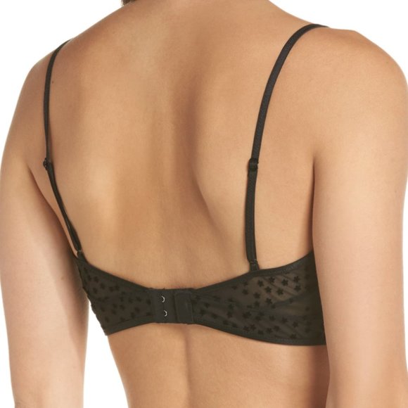 Free People Celeste Stars Sheer Mesh Lace O Ring Bralette BLACK Size Small NEW - Picture 2 of 14